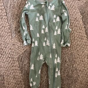 Forest Green Tree Print Kids Footie